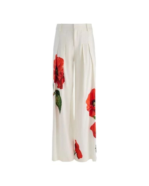 Alice + Olivia White Blaire Pleated Trousers