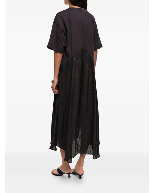 Bimba Y Lola Blue Lace-Detail Midi Dress