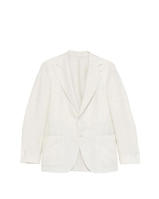 Luigi Bianchi White Buttoned Blazer for men