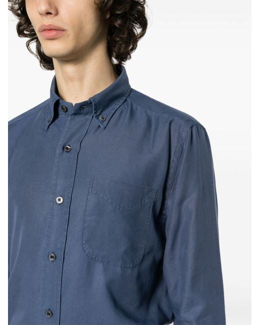 Tom Ford Blue Long-sleeve Lyocell Shirt for men