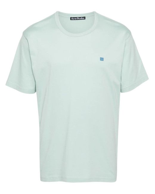 Acne Blue T-Shirt aus Bio-Baumwolle mit Logo