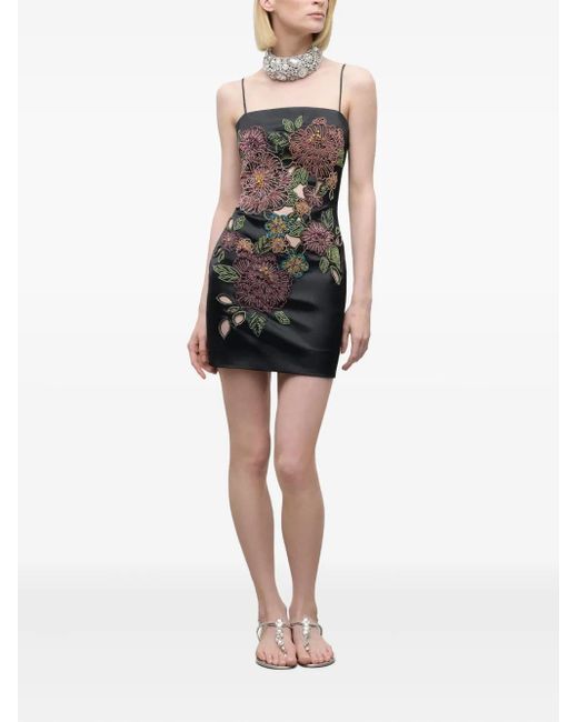 Area Black Embroidered Mini Dress