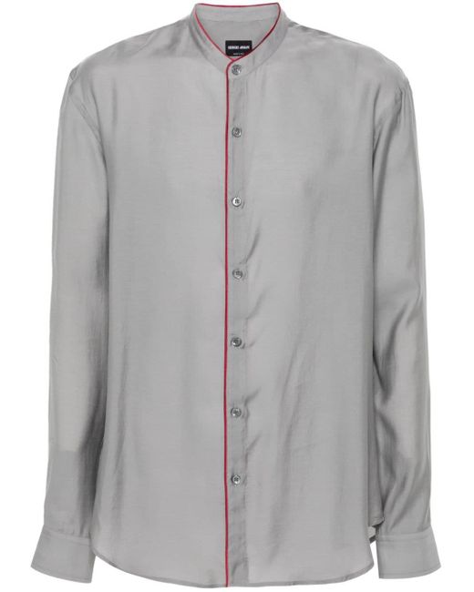 Giorgio Armani Gray Contrasting-border Poplin Shirt for men