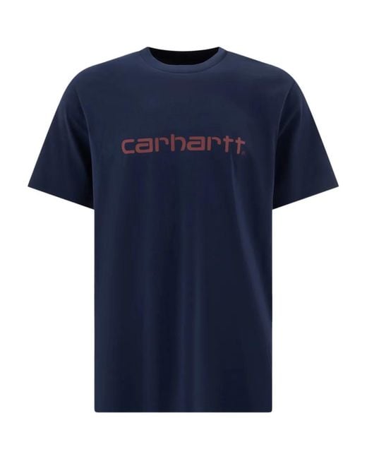 Carhartt Blue Logo-Print T-Shirt for men