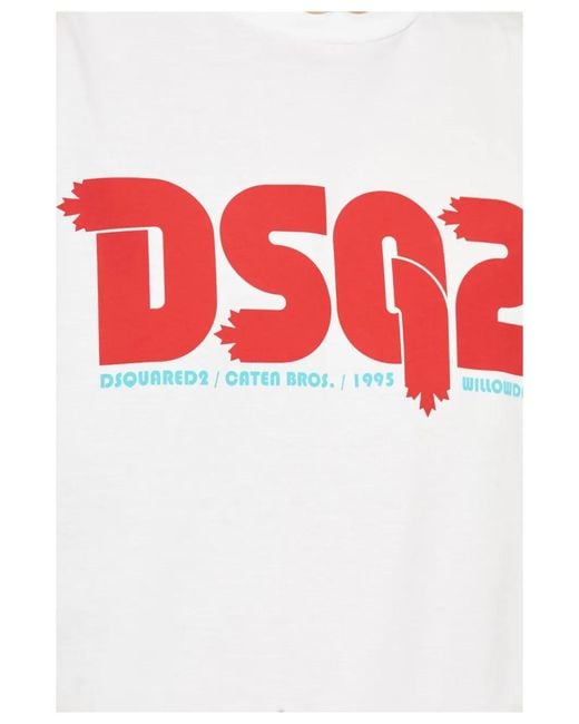 DSquared² White Logo-Print T-Shirt for men