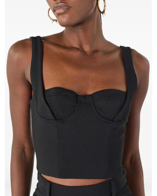 MARINE SERRE Black Tailored Structured Strap Top