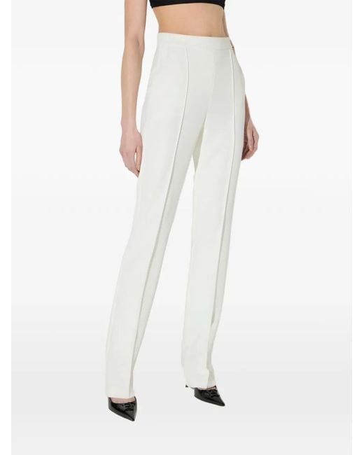 Elisabetta Franchi White Lightweight Crêpe Fabric Trousers