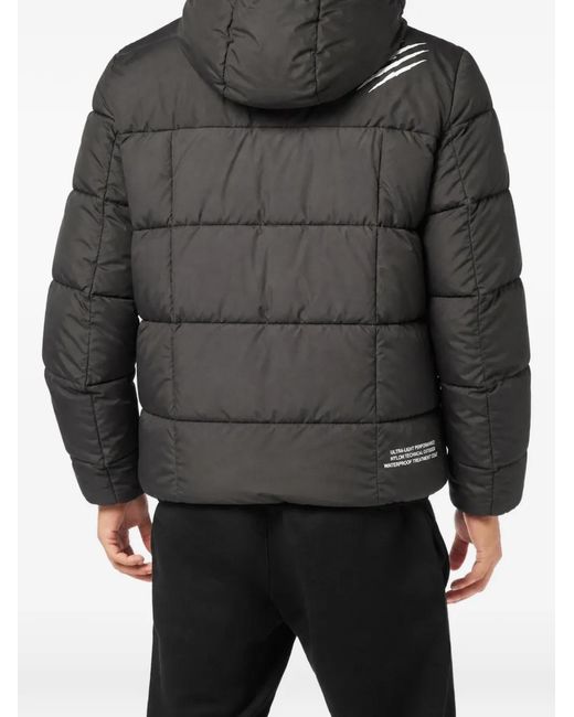 Philipp Plein Black Thunder Hooded Puffer Jacket for men
