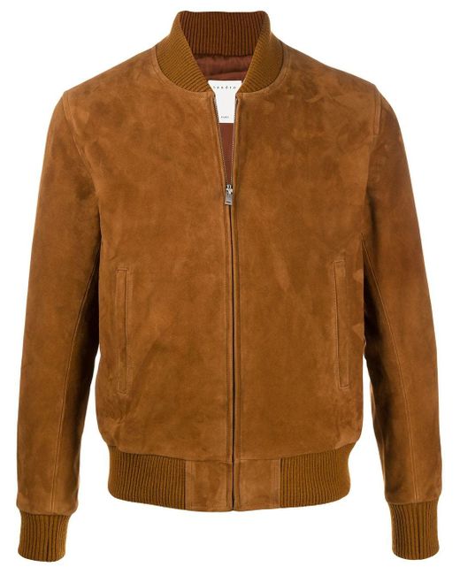 Sandro Suede Bomber Jacket in Brown for Men | Lyst
