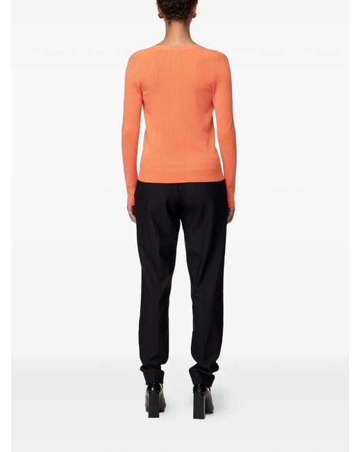 Another Tomorrow Orange Ribbed-Knit Cardigan