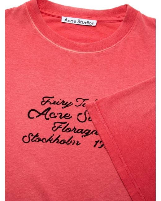 T-Shirt Con Applicazione di Acne in Red
