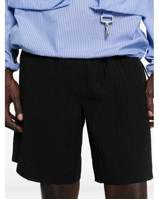 Arte' Black Drawstring-Fastening Textured Shorts