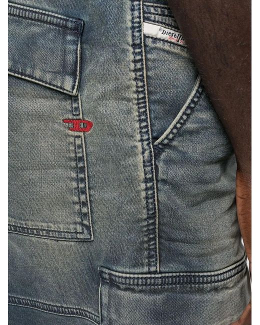 DIESEL Gray Patch-Pockets Denim Shorts for men