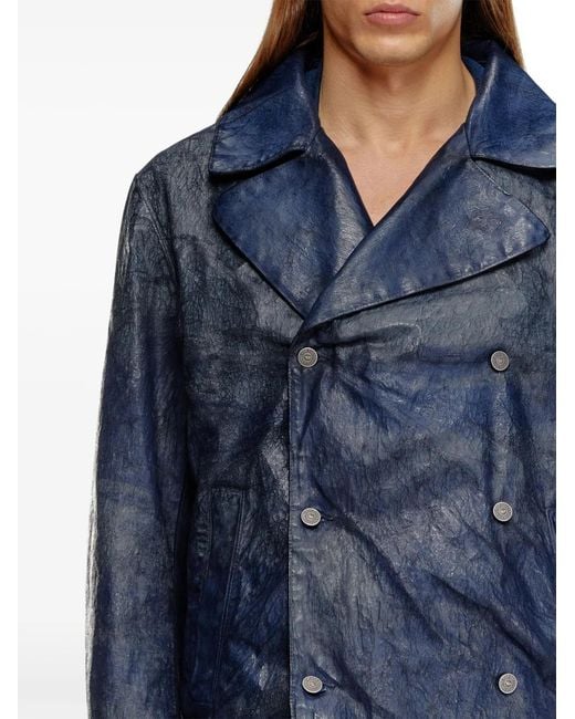 DIESEL Blue Double-Breasted Denim Jacket for men