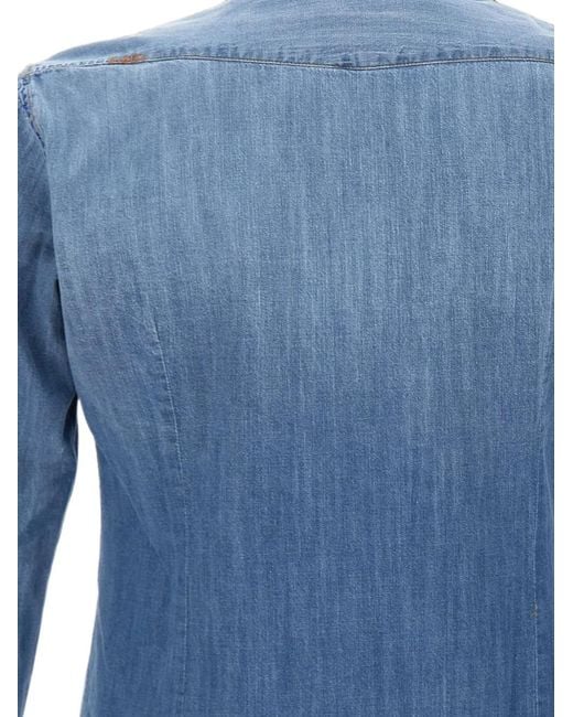 Bob Blue Embroidered Denim Shirt for men