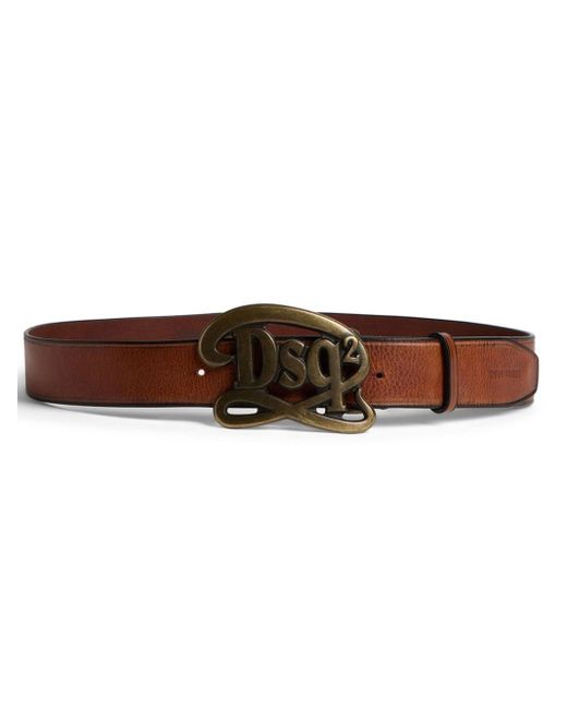 DSquared² Brown Logo-buckle Leather Belt for men