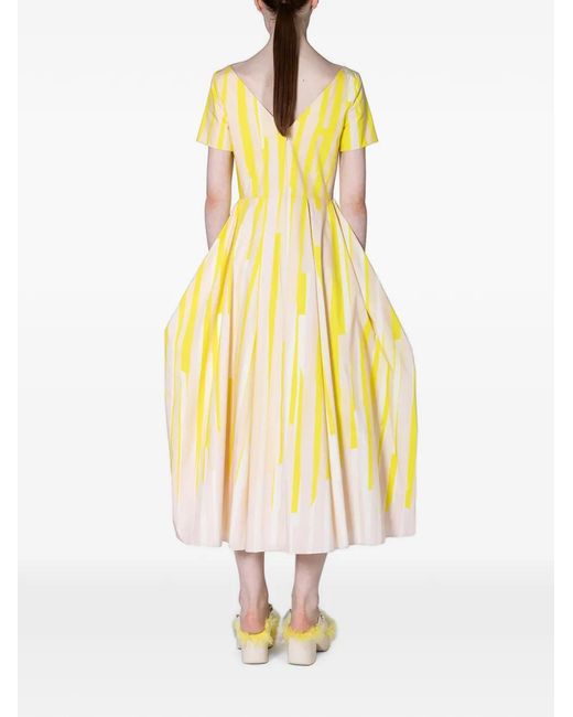 Roksanda Yellow Vaela Abstract-Print Midi Dress