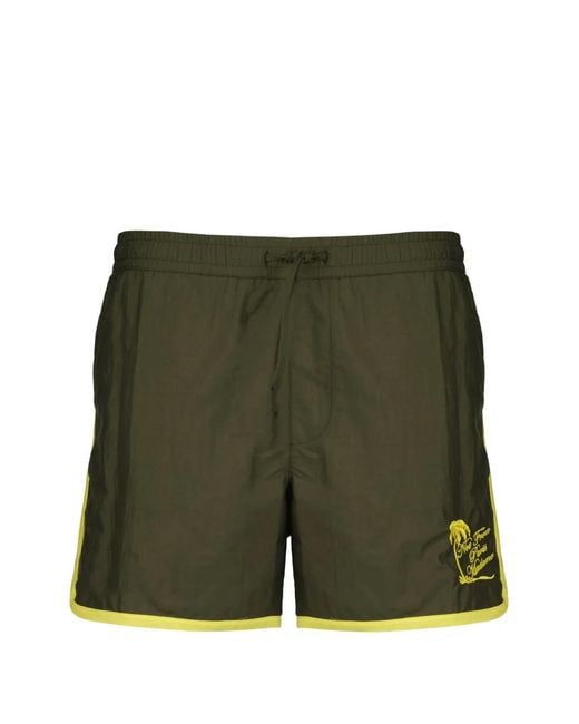 Drole de Monsieur Green Logo-Print Drawstring Shorts for men