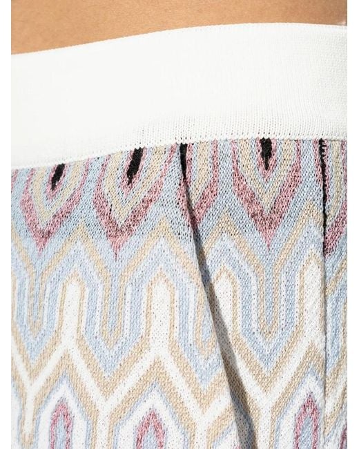 Akep White Geometric-Pattern Bermuda Shorts