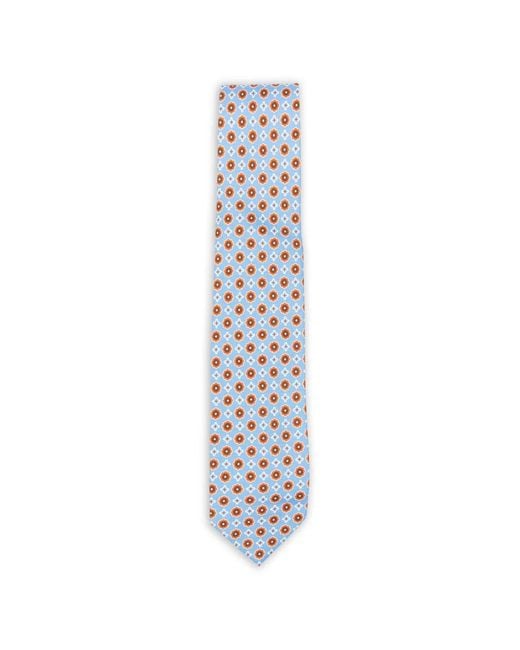Barba Napoli White Floral-Print Tie for men