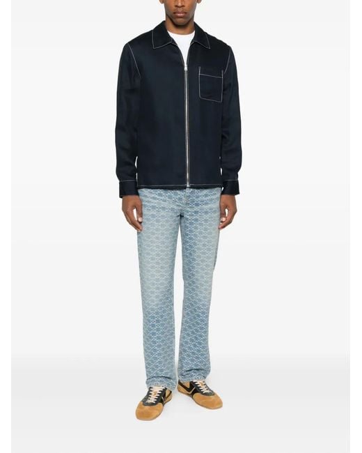 Sandro Blue Contrast-Stitching Shirt Jacket for men