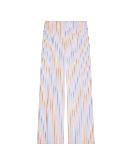 Dries Van Noten White Striped Pleated Trousers