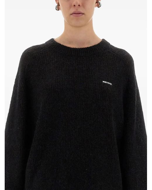 ROTATE BIRGER CHRISTENSEN Black Lightweight Knit Sweater With Logo Detail