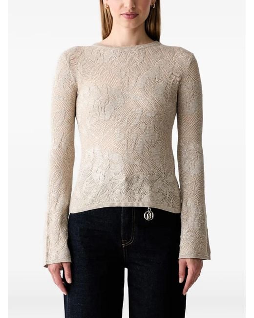 Liu Jo Natural Floral-Jacquard Sweater