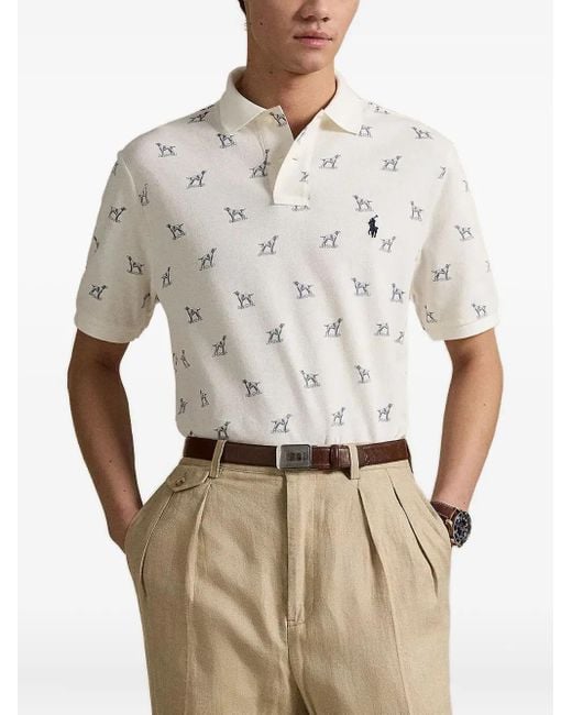 Polo Ralph Lauren Dog-Print Polo Shirt in White for Men | Lyst UK