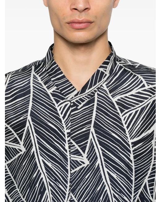 Giorgio Armani Gray Graphic-Print Shirt for men