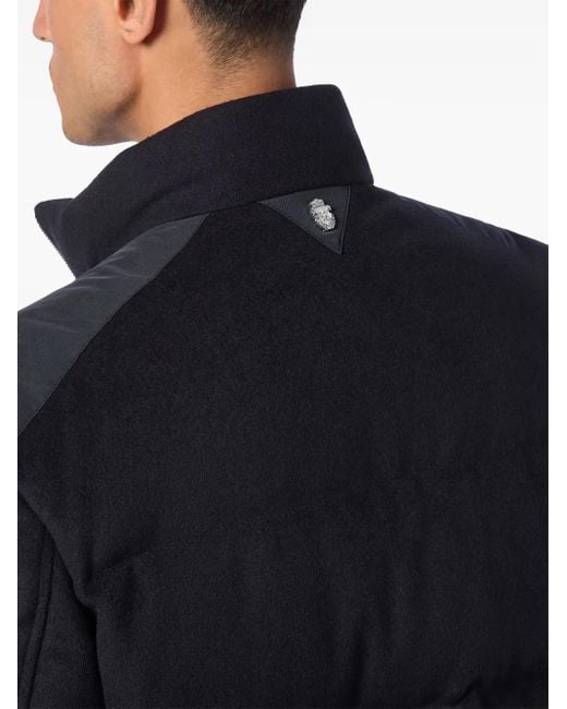 Billionaire Blue Logo-Patch Wool Padded Jacket for men