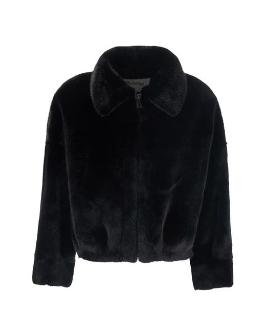 VALENTINI 1972 Black Zip-Up Faux-Fur Jacket