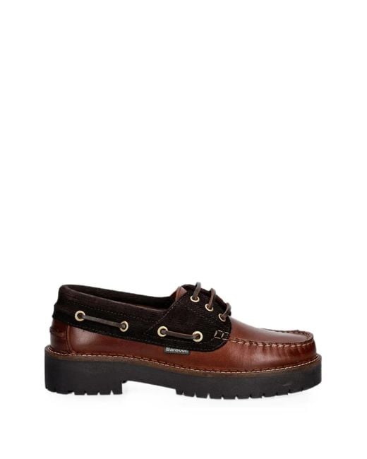 Barbour Brown Darras Chunky-Sole Lace-Up Boat Shoes