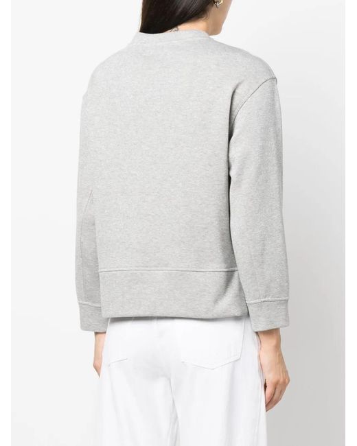 Peserico White Side-Slits Crew-Neck Sweatshirt