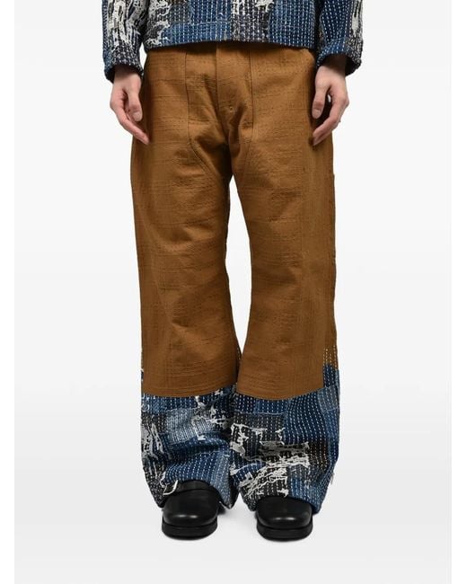 Dear BORO Natural Boro-Patchwork Canvas Trousers for men