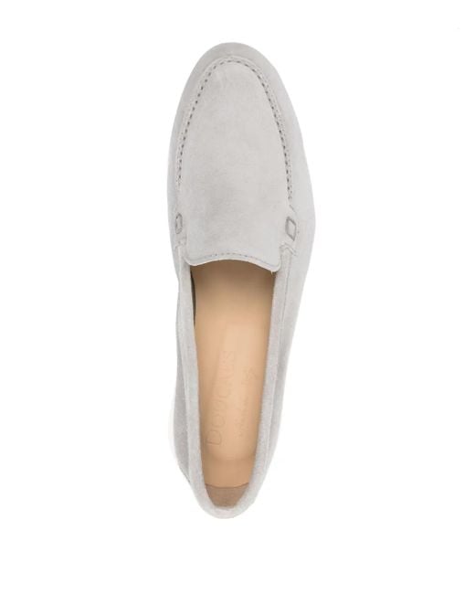 Doucal's White Slip-On Suede Moccasins