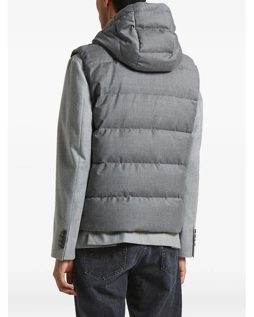 Peserico Gray Hooded Quilted Gilet for men