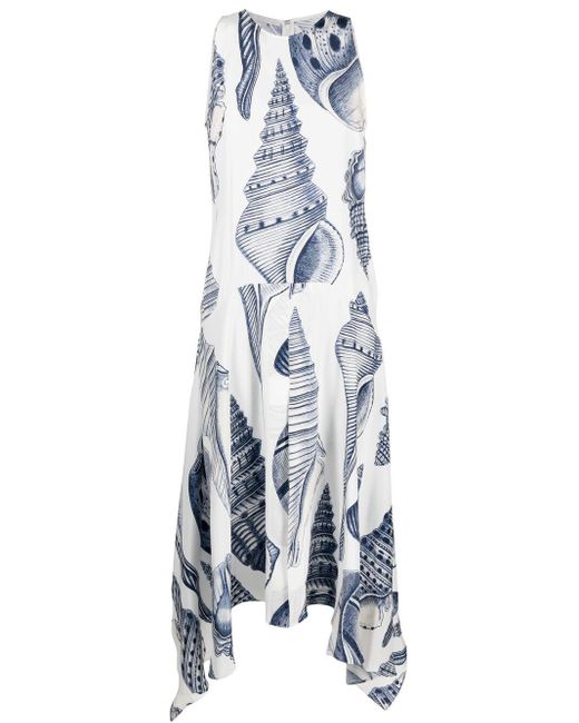 Stella McCartney White Anabelle Shell-print Silk Dress