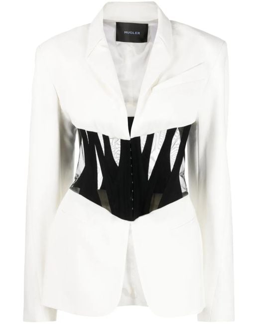 Blazer Iconic À Simple Boutonnage Mugler en coloris White