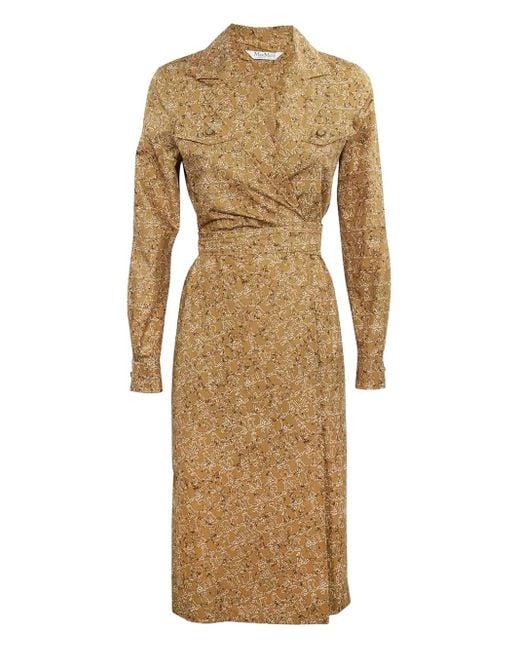 Vestido cruzado con logo Max Mara de color Natural