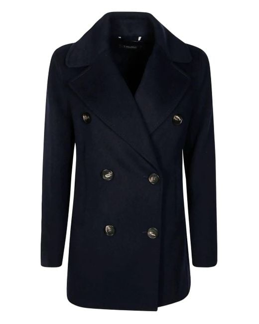 Max Mara Caban Double-breasted Coat Blue