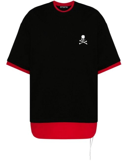 Camiseta a capas con calavera estampada Mastermind Japan de hombre de color Black