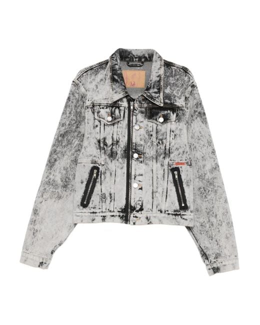 Martine Rose Gray Zip-Front Washed Denim Jacket for men