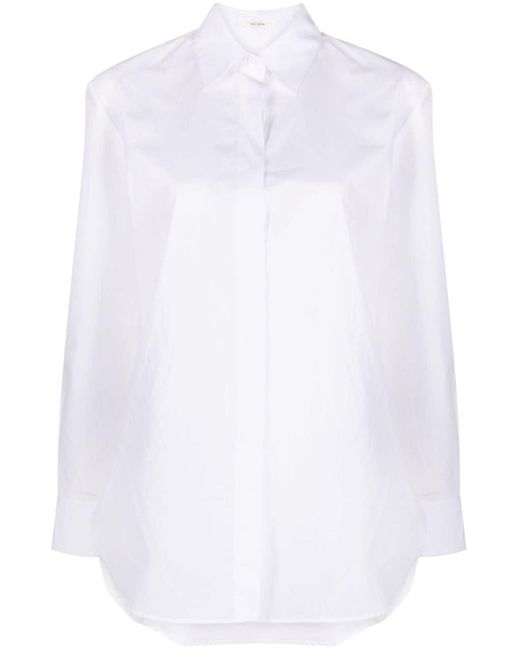 The Row White Pointed-collar Long-sleeve Shirt