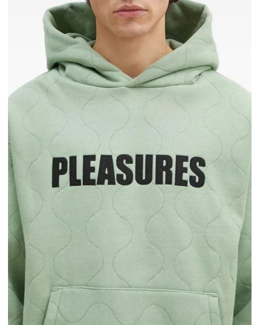 Felpa Trapuntata Con Cappuccio E Applicazione Logo di Pleasures in Green da Uomo