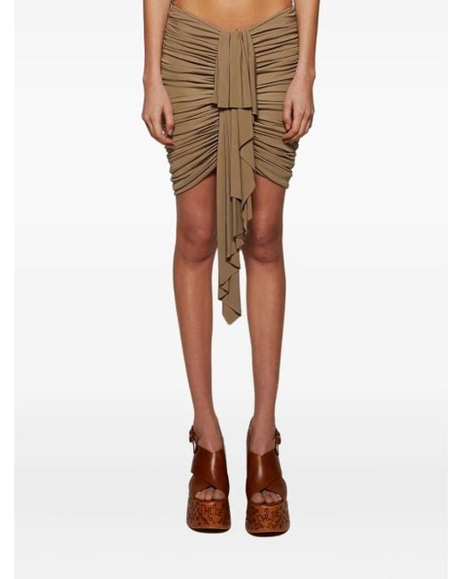 Christopher Esber Natural Ruched Mini Skirt