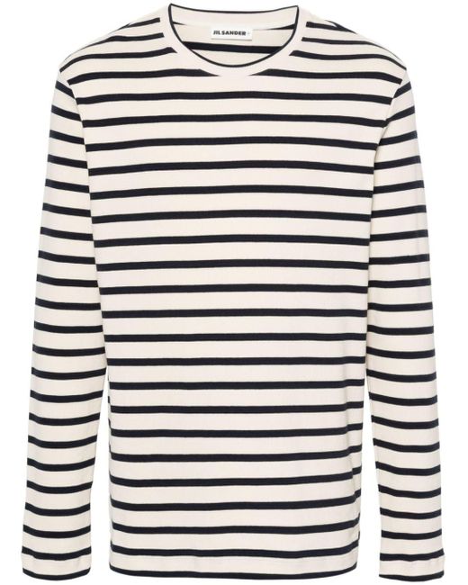 Jil Sander Natural Long-sleeve Striped T-shirt