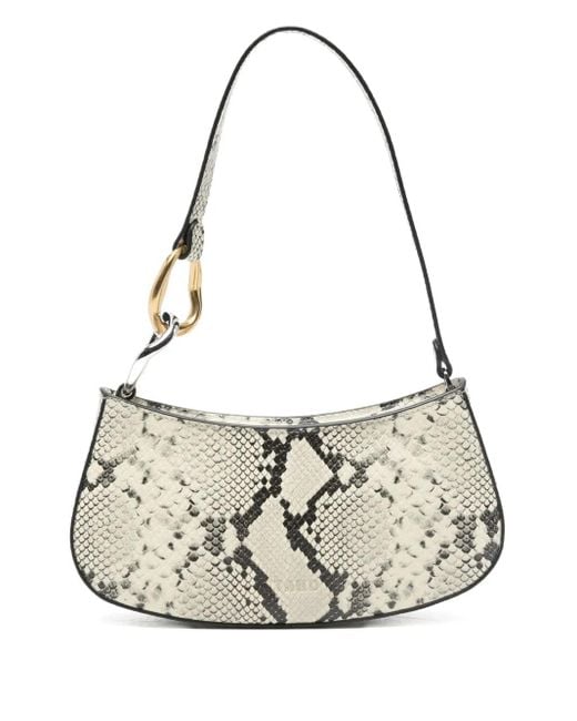 Staud Metallic Ollie Snakeskin Hardware Tote Bag