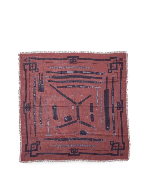 Enfants Riches Deprimes Purple Belt-Print Frayed Scarf for men