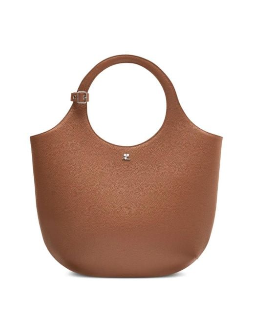 Courreges Brown Medium Holy Leather Tote Bag